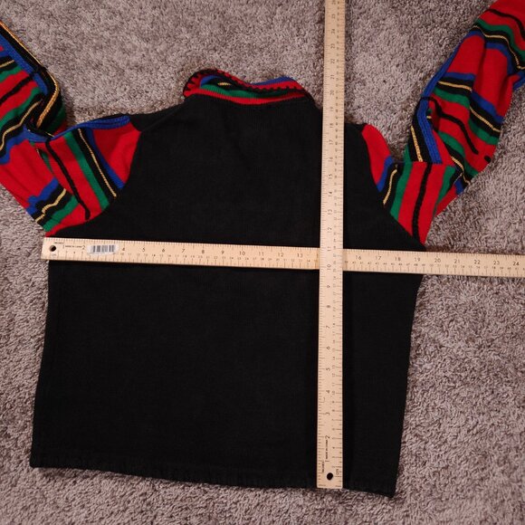 Michael Simon Cardigan Womens Petites Small Black Red Colorful Sleeves Sweater - Picture 3 of 10